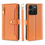 For Infinix Smart 7 Sheep Texture Cross-body Zipper Wallet Leather Phone Case(Orange)