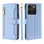 For Infinix Smart 7 Sheep Texture Cross-body Zipper Wallet Leather Phone Case(Blue)