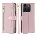 For Infinix Smart 7 Sheep Texture Cross-body Zipper Wallet Leather Phone Case(Pink)