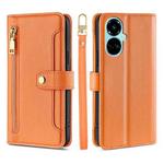 For Tecno Camon 19 / 19 Pro Sheep Texture Cross-body Zipper Wallet Leather Phone Case(Orange)