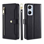 For Tecno Pop 6 Pro Sheep Texture Cross-body Zipper Wallet Leather Phone Case(Black)