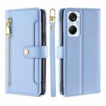 For Tecno Pop 6 Pro Sheep Texture Cross-body Zipper Wallet Leather Phone Case(Blue)