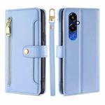 For Tecno Pova 4 Pro Sheep Texture Cross-body Zipper Wallet Leather Phone Case(Blue)