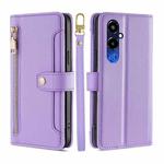 For Tecno Pova 4 Pro Sheep Texture Cross-body Zipper Wallet Leather Phone Case(Purple)