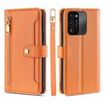 For Tecno Spark 8C Sheep Texture Cross-body Zipper Wallet Leather Phone Case(Orange)