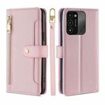 For Tecno Spark 8C Sheep Texture Cross-body Zipper Wallet Leather Phone Case(Pink)