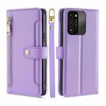 For Tecno Spark 8C Sheep Texture Cross-body Zipper Wallet Leather Phone Case(Purple)