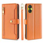 For Tecno Spark 9 Sheep Texture Cross-body Zipper Wallet Leather Phone Case(Orange)