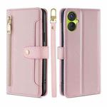 For Tecno Spark 9 Sheep Texture Cross-body Zipper Wallet Leather Phone Case(Pink)