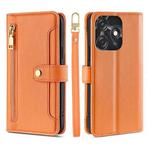 For Tecno Spark 10C Sheep Texture Cross-body Zipper Wallet Leather Phone Case(Orange)