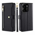 For Tecno Spark Go 2023 Sheep Texture Cross-body Zipper Wallet Leather Phone Case(Black)