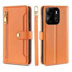 For Tecno Spark Go 2023 Sheep Texture Cross-body Zipper Wallet Leather Phone Case(Orange)