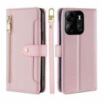 For Tecno Spark Go 2023 Sheep Texture Cross-body Zipper Wallet Leather Phone Case(Pink)