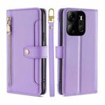 For Tecno Spark Go 2023 Sheep Texture Cross-body Zipper Wallet Leather Phone Case(Purple)