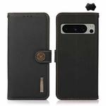 For Google Pixel 8 Pro KHAZNEH Custer Genuine Leather RFID Phone Case(Black)