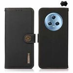 For Honor Magic5 KHAZNEH Custer Genuine Leather RFID Phone Case(Black)