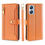 For Blackview A52 Sheep Texture Cross-body Zipper Wallet Leather Phone Case(Orange)