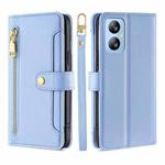 For Blackview A52 Sheep Texture Cross-body Zipper Wallet Leather Phone Case(Blue)