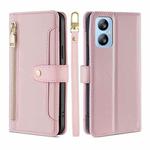 For Blackview A52 Sheep Texture Cross-body Zipper Wallet Leather Phone Case(Pink)