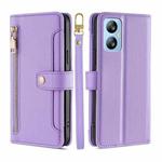 For Blackview A52 Sheep Texture Cross-body Zipper Wallet Leather Phone Case(Purple)