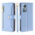 For Blackview A85 Sheep Texture Cross-body Zipper Wallet Leather Phone Case(Blue)