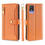 For TCL 403 Sheep Texture Cross-body Zipper Wallet Leather Phone Case(Orange)