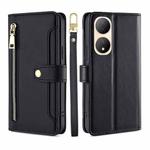 For vivo Y100 5G Sheep Texture Cross-body Zipper Wallet Leather Phone Case(Black)