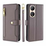 For vivo Y100 5G Sheep Texture Cross-body Zipper Wallet Leather Phone Case(Grey)