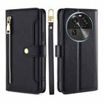 For OPPO Find X6 5G Sheep Texture Cross-body Zipper Wallet Leather Phone Case(Black)