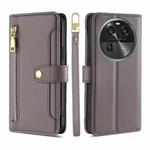 For OPPO Find X6 5G Sheep Texture Cross-body Zipper Wallet Leather Phone Case(Grey)