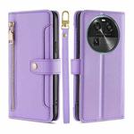 For OPPO Find X6 5G Sheep Texture Cross-body Zipper Wallet Leather Phone Case(Purple)