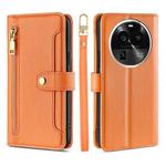 For OPPO Find X6 Pro 5G Sheep Texture Cross-body Zipper Wallet Leather Phone Case(Orange)