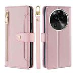 For OPPO Find X6 Pro 5G Sheep Texture Cross-body Zipper Wallet Leather Phone Case(Pink)