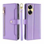 For Realme C55 4G Sheep Texture Cross-body Zipper Wallet Leather Phone Case(Purple)
