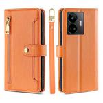 For Realme GT Neo5 Sheep Texture Cross-body Zipper Wallet Leather Phone Case(Orange)