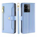 For Realme GT Neo5 Sheep Texture Cross-body Zipper Wallet Leather Phone Case(Blue)