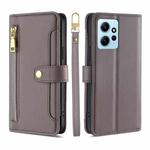 For Xiaomi Redmi Note 12 4G Global Sheep Texture Cross-body Zipper Wallet Leather Phone Case(Grey)