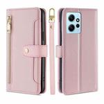 For Xiaomi Redmi Note 12 4G Global Sheep Texture Cross-body Zipper Wallet Leather Phone Case(Pink)