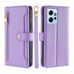 For Xiaomi Redmi Note 12 4G Global Sheep Texture Cross-body Zipper Wallet Leather Phone Case(Purple)