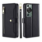 For Huawei P60 / P60 Pro Sheep Texture Cross-body Zipper Wallet Leather Phone Case(Black)