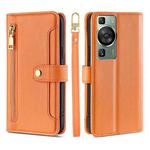 For Huawei P60 / P60 Pro Sheep Texture Cross-body Zipper Wallet Leather Phone Case(Orange)