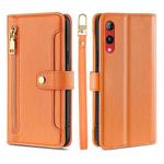 For Rakuten Hand 4G Sheep Texture Cross-body Zipper Wallet Leather Phone Case(Orange)