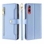 For Rakuten Hand 4G Sheep Texture Cross-body Zipper Wallet Leather Phone Case(Blue)