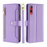 For Rakuten Hand 4G Sheep Texture Cross-body Zipper Wallet Leather Phone Case(Purple)