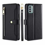 For Nokia G22 Sheep Texture Cross-body Zipper Wallet Leather Phone Case(Black)