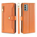 For Nokia G22 Sheep Texture Cross-body Zipper Wallet Leather Phone Case(Orange)