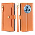 For Honor Magic5 Sheep Texture Cross-body Zipper Wallet Leather Phone Case(Orange)