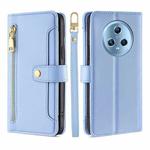 For Honor Magic5 Sheep Texture Cross-body Zipper Wallet Leather Phone Case(Blue)