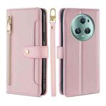 For Honor Magic5 Pro Sheep Texture Cross-body Zipper Wallet Leather Phone Case(Pink)