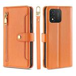 For Honor X5 4G Sheep Texture Cross-body Zipper Wallet Leather Phone Case(Orange)